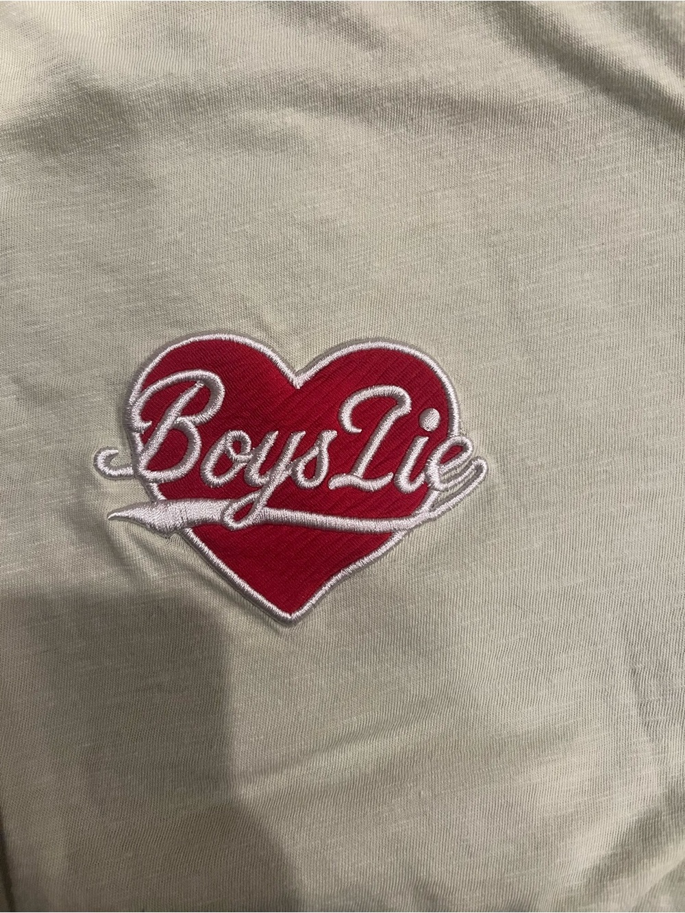 Boys Lie Light Sage Tee with Red Heart Logo - Picture 4 of 6